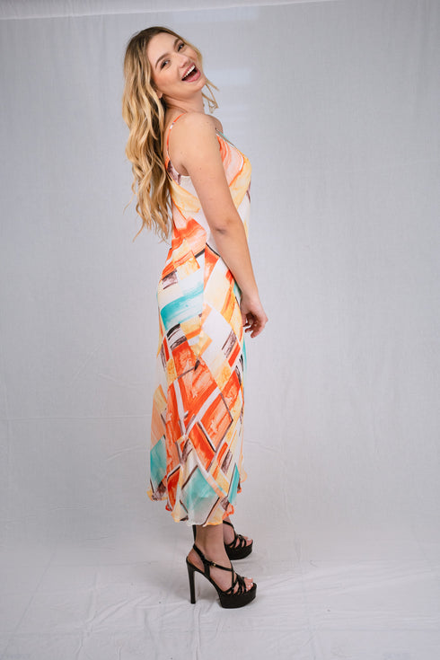 Viscose Long Spaghetti Strap Dress - D111